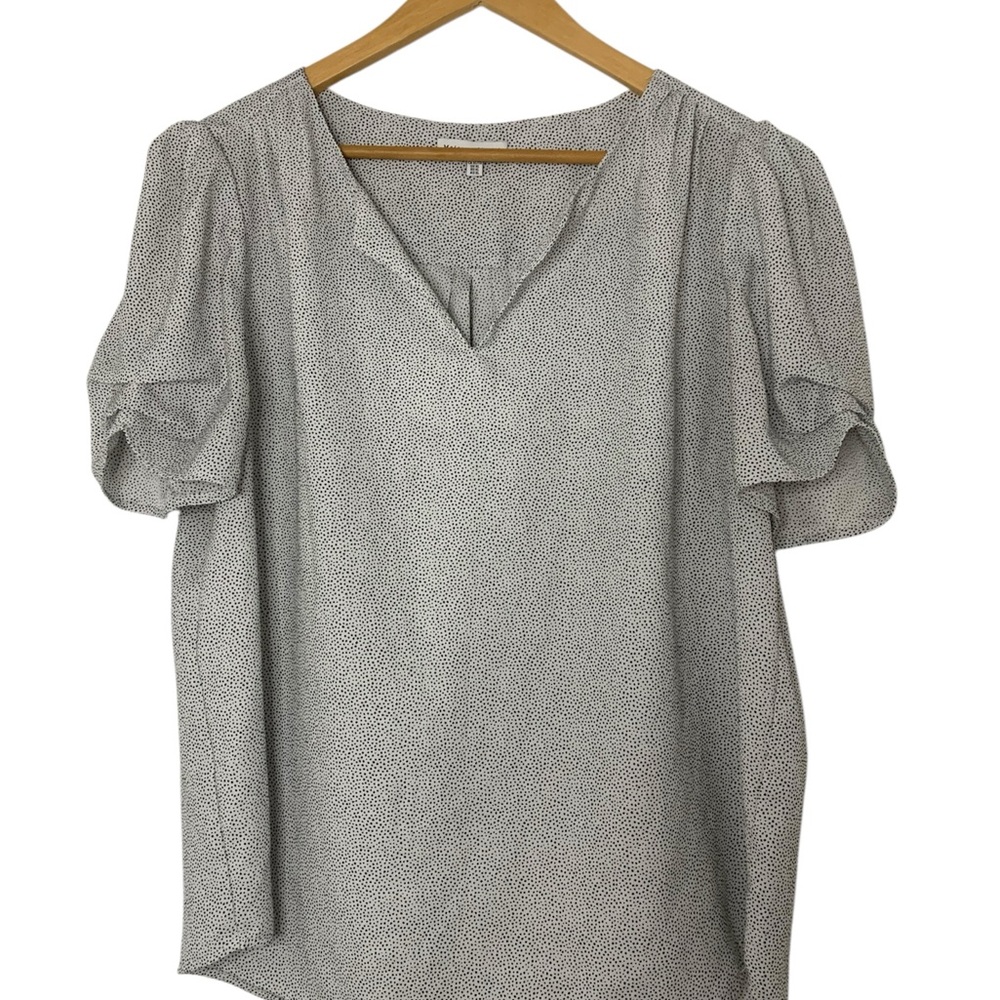 Maison d’Amelie Women's Black and White Short Sleeve Blouse Size XL
